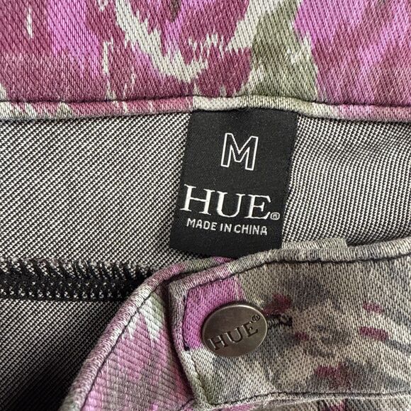 Hue Women’s M Pink Rose Floral Jeggings Pull-On Skinny Stretch Pants - Picture 4 of 6